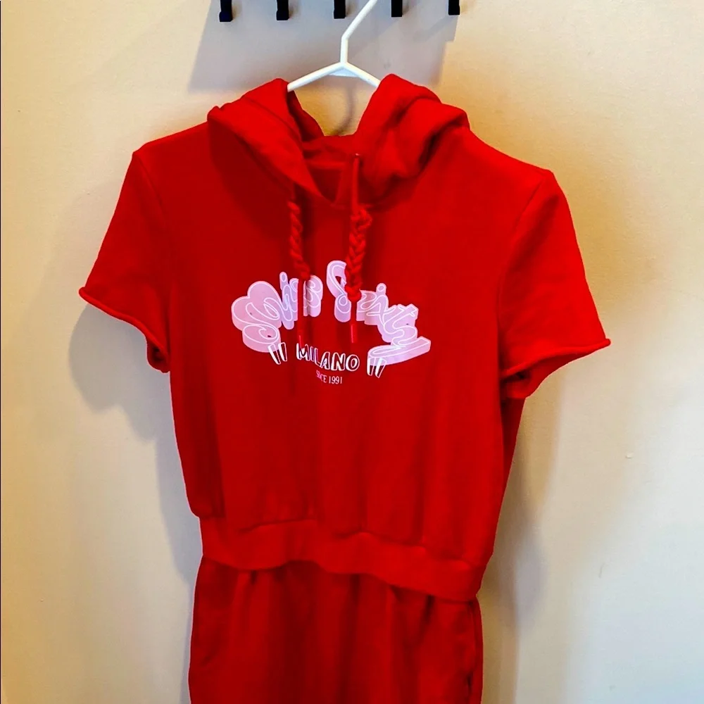 Miss Sixty Milano Red Hoodie Dress short sleeves - Picture 1 of 10
